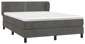 Cama com molas/colchão 140x190 cm veludo cinzento-escuro