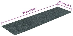 Tapetes de escada adesivos retangulares 15 pcs 76x20 cm verde