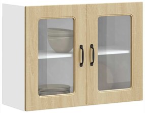 Armário de parede de cozinha porta vidro Kalmar carvalho sonoma