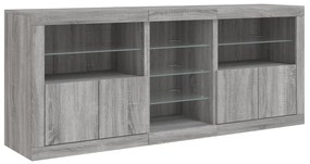Aparador com luzes LED 181,5x37x67 cm cinzento sonoma