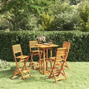 vidaXL 5 pcs conjunto de bar para exterior madeira de acácia maciça