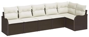Conjunto de Sofás de Jardim de 6 Peças com Almofadas Rattan Polido Cas