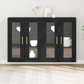 Armários de parede 2 pcs Carvalho preto 69,5x34x90 cm Madeira engenhei
