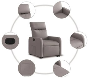 Poltrona reclinável elevatória tecido cinzento-acastanhado