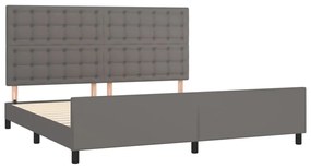 Estrutura cama c/ cabeceira 200x200cm couro artificial cinzento