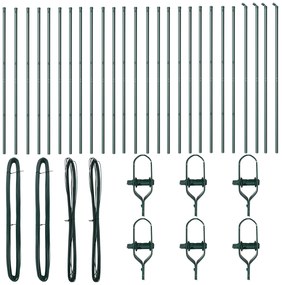Postes de Cerca 26 pcs Verde Ø32 mm 170 cm Aço Galvanizado