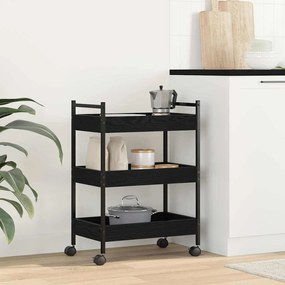 Carrinho de Cozinha vidaXL Carvalho Preto 50x30x70 cm Madeira de Engen