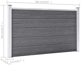 Painel de vedação para jardim 699x106 cm WPC cinzento