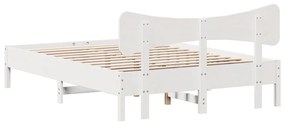 Cama sem colchão 120x200 cm madeira de pinho maciça branco