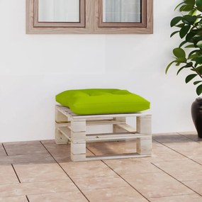 Otomano de paletes p/ jardim c/ almofadão verde brilhante pinho