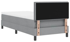 Cama Box com Colchão e Luz LED Cinza Claro 90x200 cm Tecido