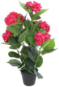 Planta hortênsia artificial com vaso 60 cm vermelha