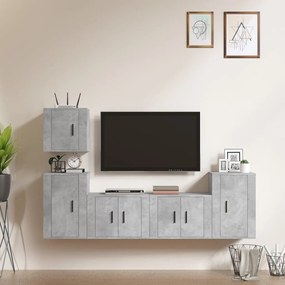 vidaXL Conjunto móveis de TV 5 pcs madeira processada cinzento cimento
