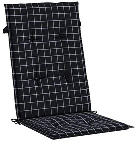 Almofadões cadeira encosto alto 4 pcs tecido xadrez preto