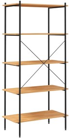 Unidade com 5 prateleiras 80x40x163 cm preto/cor de carvalho