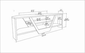Móvel TV Sares – Branco/Preto – 120 cm x 35 cm x 36,8 cm