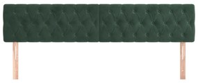 Cabeceira de cama 2 pcs veludo 100x7x78/88 cm verde-escuro