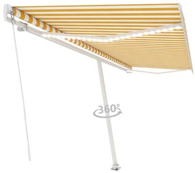 Toldo retrátil manual com LED 500x300 cm amarelo e branco