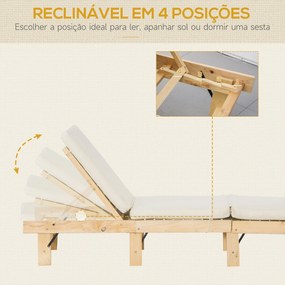 Espreguiçadeira Dobrável em Madeira com Almofada – Soleil Nature – Mad