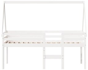 Cama alta com telhado 75x190 cm pinho maciço branco