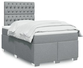 Cama boxspring com colchão 120x190 cm tecido cinzento-claro