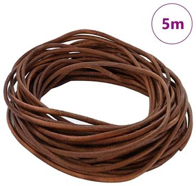 vidaXL Corda de Couro Marrom Claro Ø3 mm x 5 m Couro