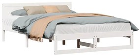 Estrutura de Cama Branca Madeira de Pinho Maciça 160 x 200 cm