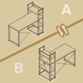 Secretária com prateleira 56,1 x 120,1 x 120,1 cm castanho-preto