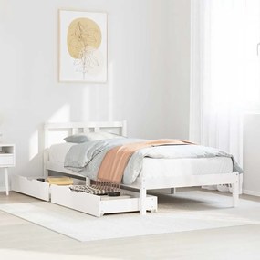 Cama sem colchão 90x200 cm madeira de pinho maciça branco