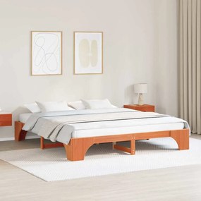 vidaXL Estrutura da Cama Marrom Cera 180 x 200 cm
