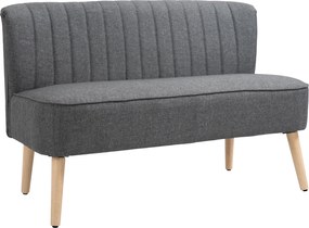 HOMCOM Sofá 2 lugares, sofá estofado com aspecto de linho, estrutura de madeira, para sala de estar e quarto, 117 cm, Cinza | Aosom Portugal