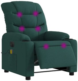 Poltrona reclinável de massagens elétrica tecido verde-escuro