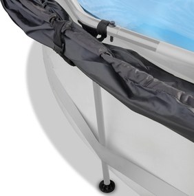 Piscina redonda Soft ø360x76cm com bomba de filtragem e cobertura - cinzenta