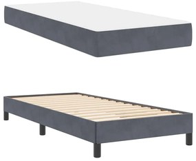 Cama box spring com colchão Cinza Escuro 90 x 190 cm Veludo