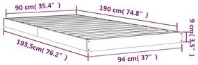 Estrutura de cama de solteiro 90x190 cm pinho maciço branco