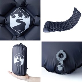 Colchão de campismo insuflável c/ almofada 1 pessoa cinza