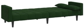 Sofá-cama 2 lugares com duas almofadas veludo verde-escuro