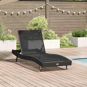 vidaXL Espreguiçadeira Preta da em Rattan Sintético e Textilene