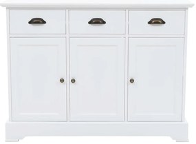 Aparador com 3 portas em MDF e madeira de pinho 105x35x77,5 cm