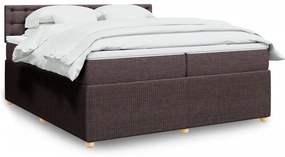 Cama com molas/colchão 200x200 cm tecido castanho-escuro