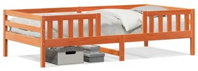 Estrutura de cama 80x200 cm madeira pinho maciço castanho cera