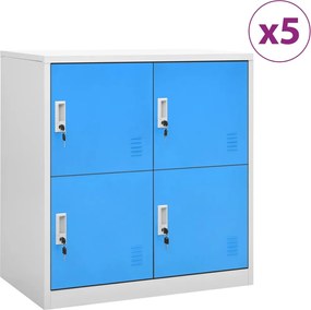 Cacifos 5 pcs 90x45x92,5 cm aço cinzento-claro e azul