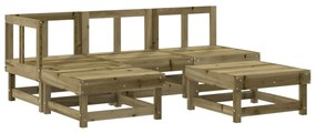 5 pcs conjunto lounge de jardim c/ almofadões pinho impregnado