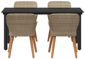 Conjunto de Jantar de 5 Peças pro Jardim em Rattan Sintético