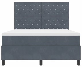 Cama Box Spring vidaXL com Colchão e LED Cinza Escuro 140x200 cm Velud