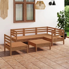 vidaXL 6 pcs conjunto lounge de jardim pinho maciço castanho mel