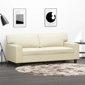 vidaXL Sofá de 2 lugares 140 cm couro artificial cor creme