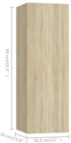 4pcs conjunto móveis de TV derivados de madeira carvalho sonoma