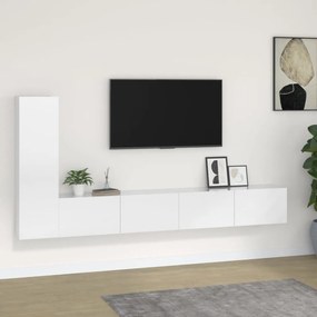 vidaXL 3 pcs conjunto móveis de TV madeira processada branco brilhante