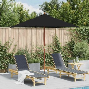 vidaXL Guarda-sol de jardim com poste de madeira 150x200 cm preto